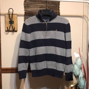 🚨B2G1 POLO RALPH LAUREN Gray Blue Cotton Quarter Zip Neck Sweater